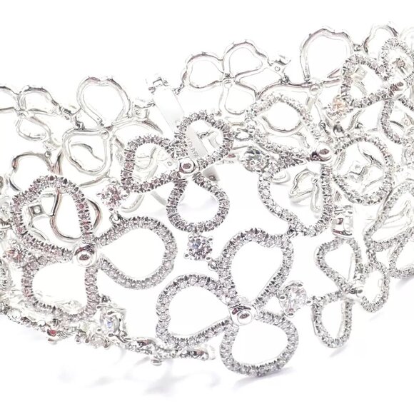 Authentic! Tiffany & Co Paper Flowers Platinum Diamond Wide Bracelet - Picture 6 of 10